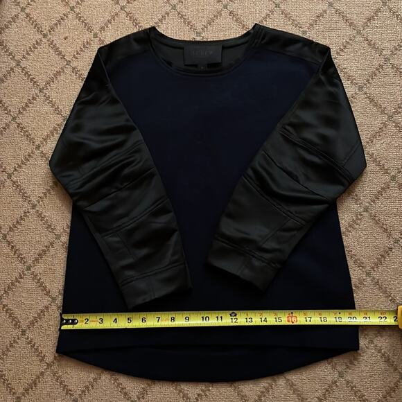 J. Crew Collection navy wool and black satin sweater -NWOT -2 - Picture 6 of 10